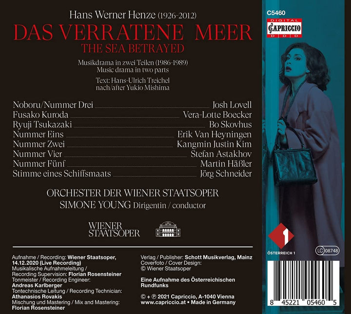 Henze: Das Verratene Meer [Josh Lovell; Vera-Lotte Boecker; Bo Skovhus; Eric Van Heyningen; Kangmin Justin Kim; Stefan Astakhov; Martin Habler; Jorg Schneider; Simone Young] [Capriccio: C5460] [Audio CD]