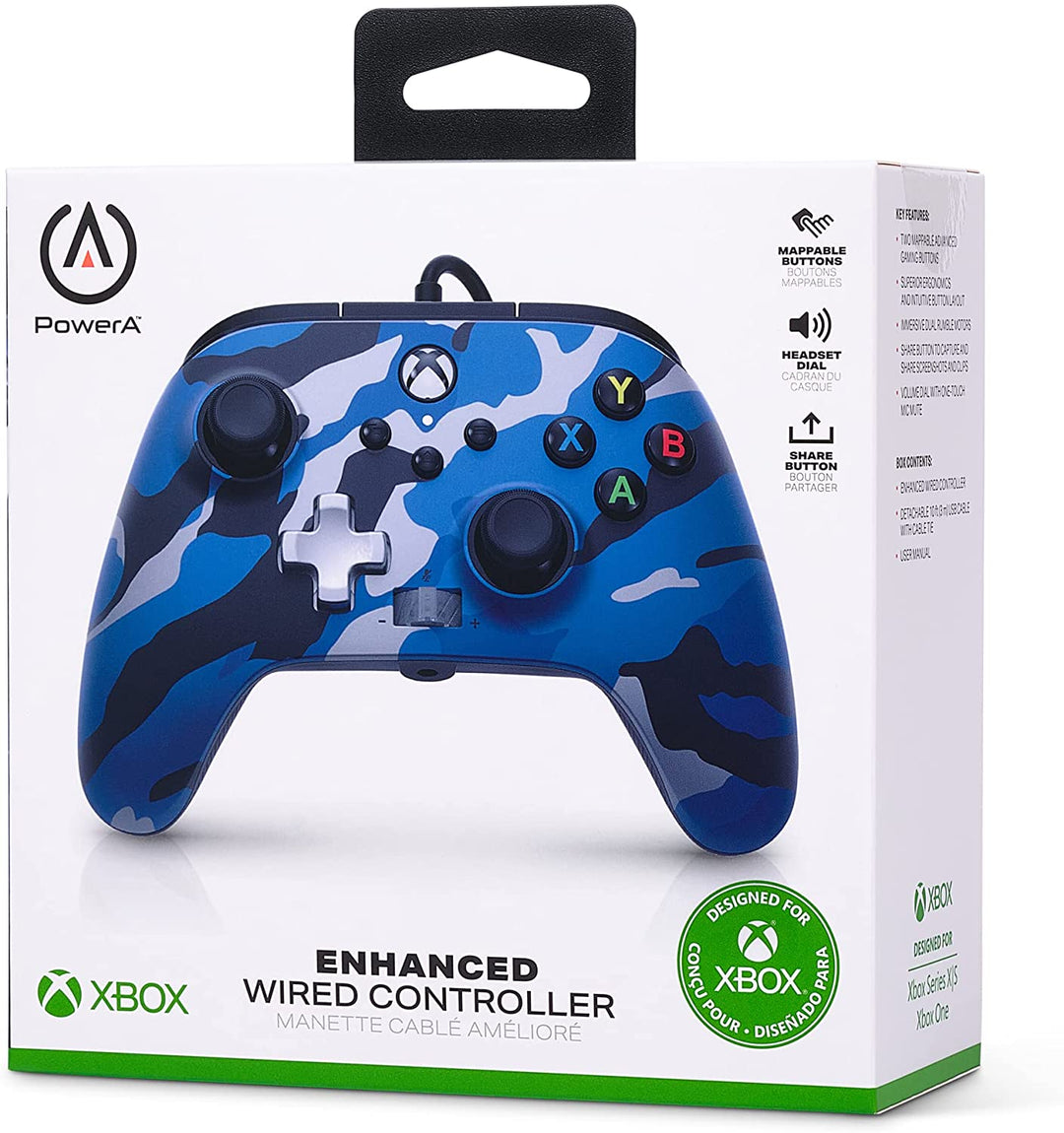 PowerA Enhanced Wired Controller for Xbox - Metallic Blue Camo, Gamepad, Wired V