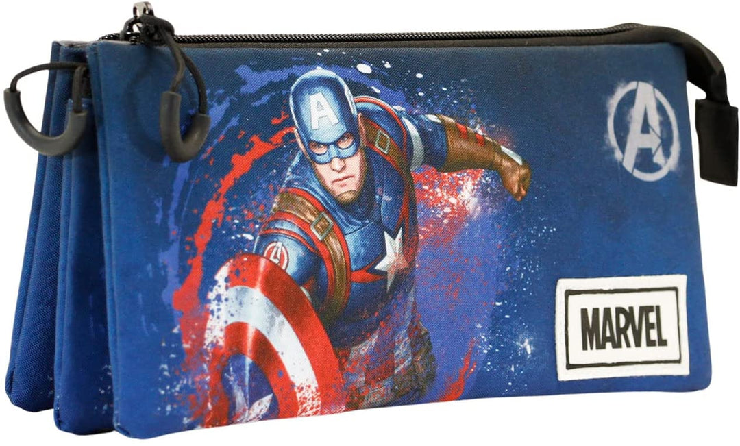 Captain America Full-Fan Triple Pencil Case, Blue