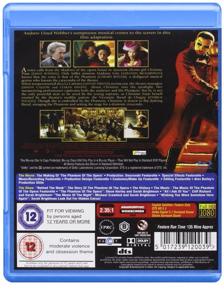 The Phantom of the Opera [2004] - Musical/Romance [Blu-Ray]