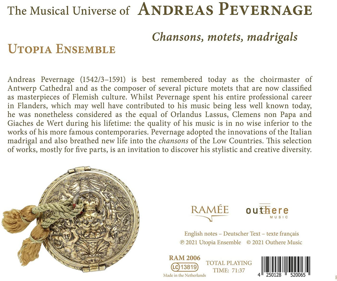 Utopia Ensemble - The Musical Universe of Andreas Pevernage [Audio CD]