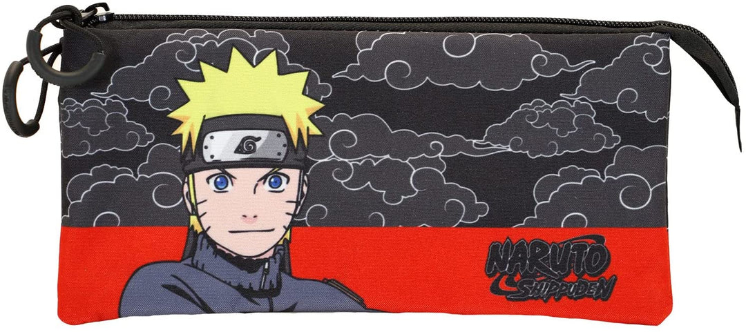 Naruto Clouds-Fan Triple Pencil Case, Black