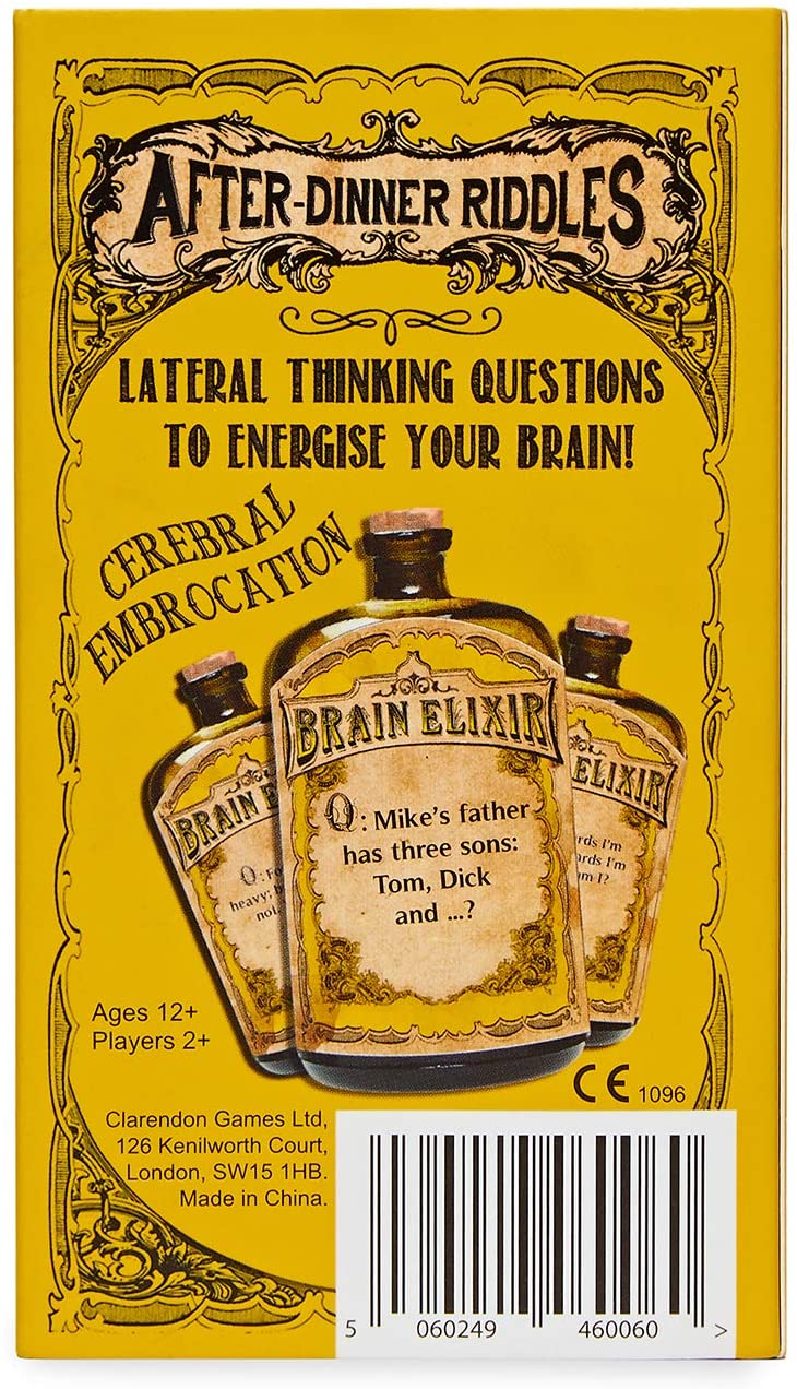 Brain Elixir After-Dinner Riddles: The Brain-Teasing Pocket-Sized Card Game to Stimulate Your Brain – Card Games for Adults, Teens, Kids - Dinner Party Games - Traditional Games