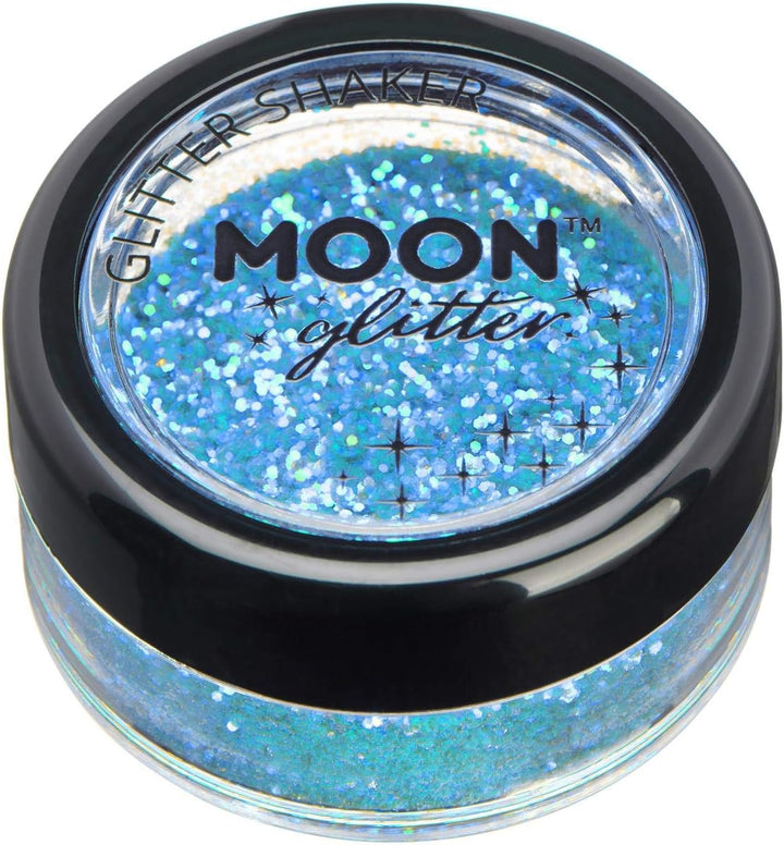 Schillernde Glitzerstreuer von Moon Glitter – Blau – kosmetischer Festival-Make-up-Glitzer für Gesicht, Körper, Nägel, Haare, Lippen – 5 g