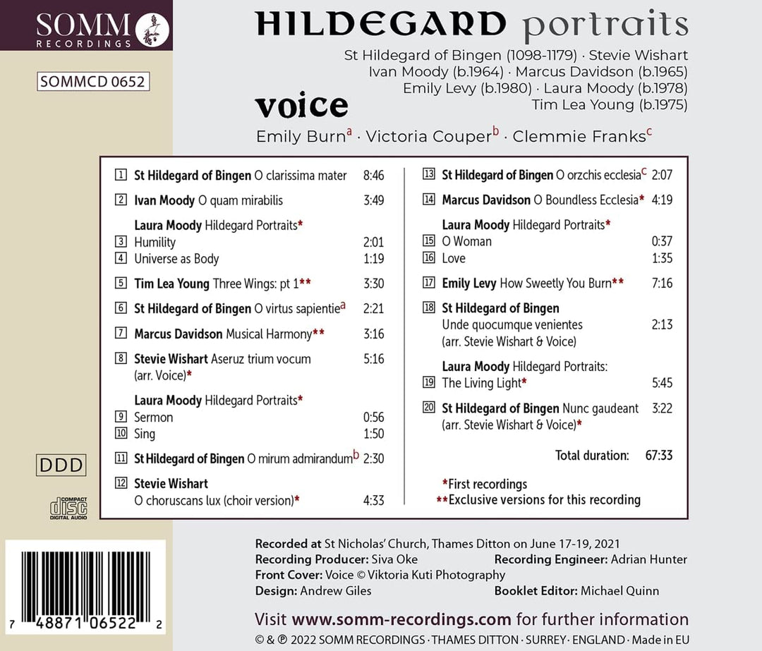 Hildegarde Portraits [Voice: Emily Burn; Victoria Couper; Clemmie Franks] [Audio CD]