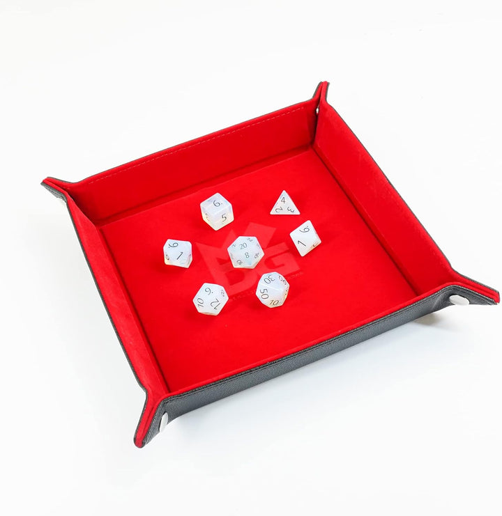 Velvet Dice Tray with Leather Backing, Red