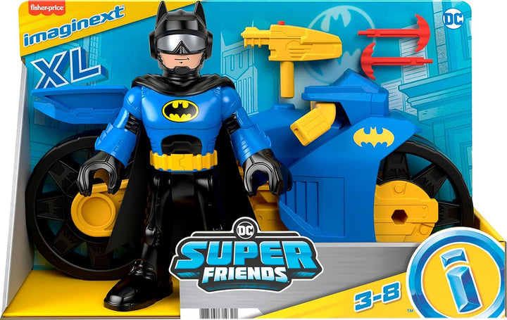 Imaginext DC Super Friends Batman-Spielzeug, XL-Batcycle mit Projektilwerfer und