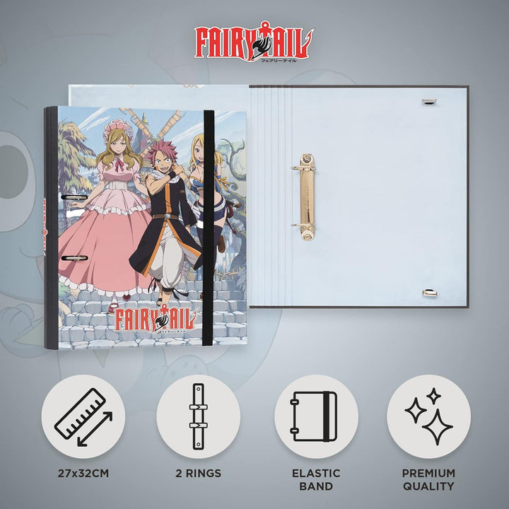 Grupo Erik Fairy Tail 2 Ring Binder | Premium A4 Folders Ring Binder | 10.6 x 12.6 inches - 27 x 32 cm