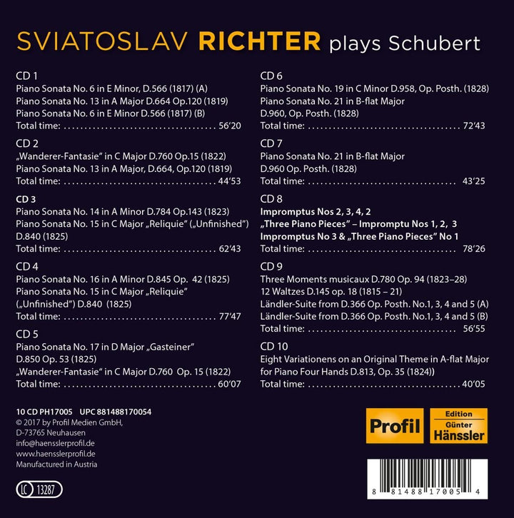 Sviatoslav Richter Plays Schubert [Audio CD]