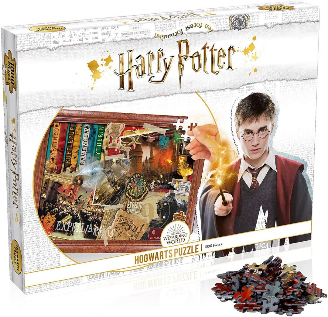 Winning Moves Harry Potter Hogwarts 1000 Piece Jigsaw Puzzle Game, Piece together iconic scenes set in Hogwarts Castle