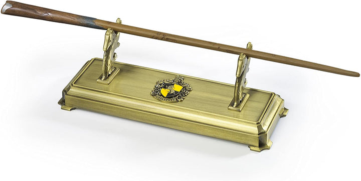 The Noble Collection Harry Potter Hufflepuff Wand Stand - 8in (20cm) Gold-Coloured Individual Wand Stand - Harry Potter Film Set Movie Props Wands Gifts