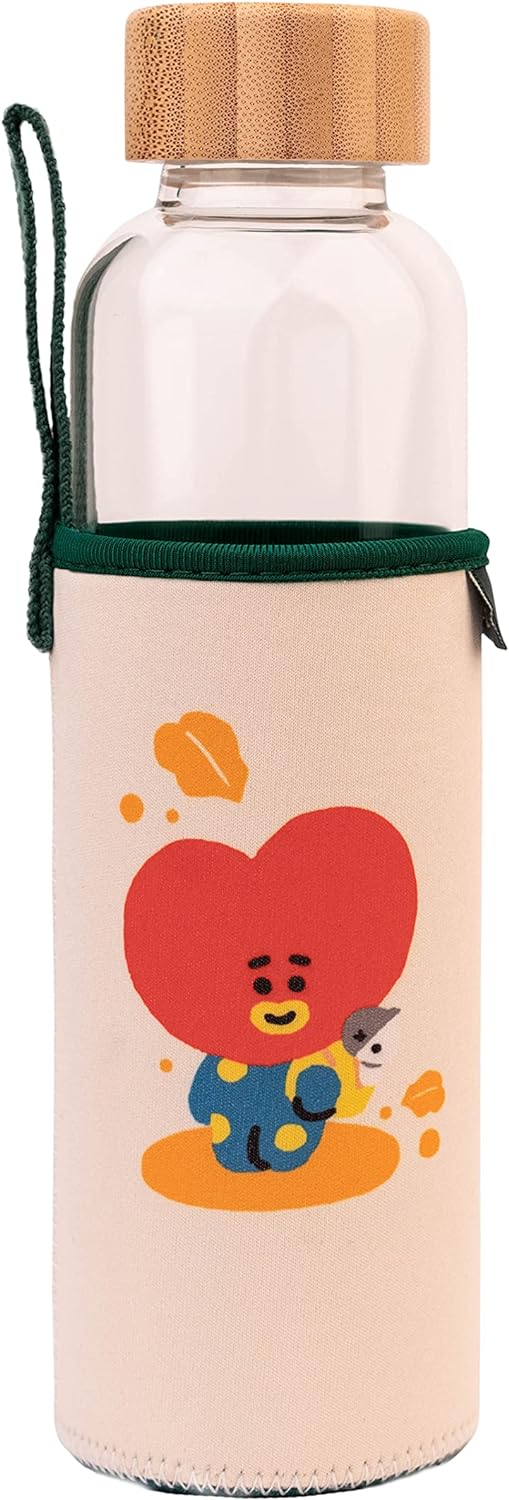 Grupo Erik BT21 Official Merchandise Tata Glass Water Bottle - 500 ml, Glass Bot