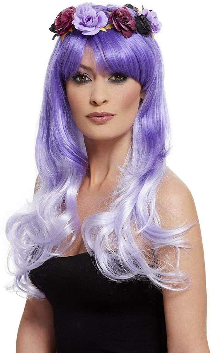 Smiffys 61120 Day of The Dead Glam Wig, Women, Purple