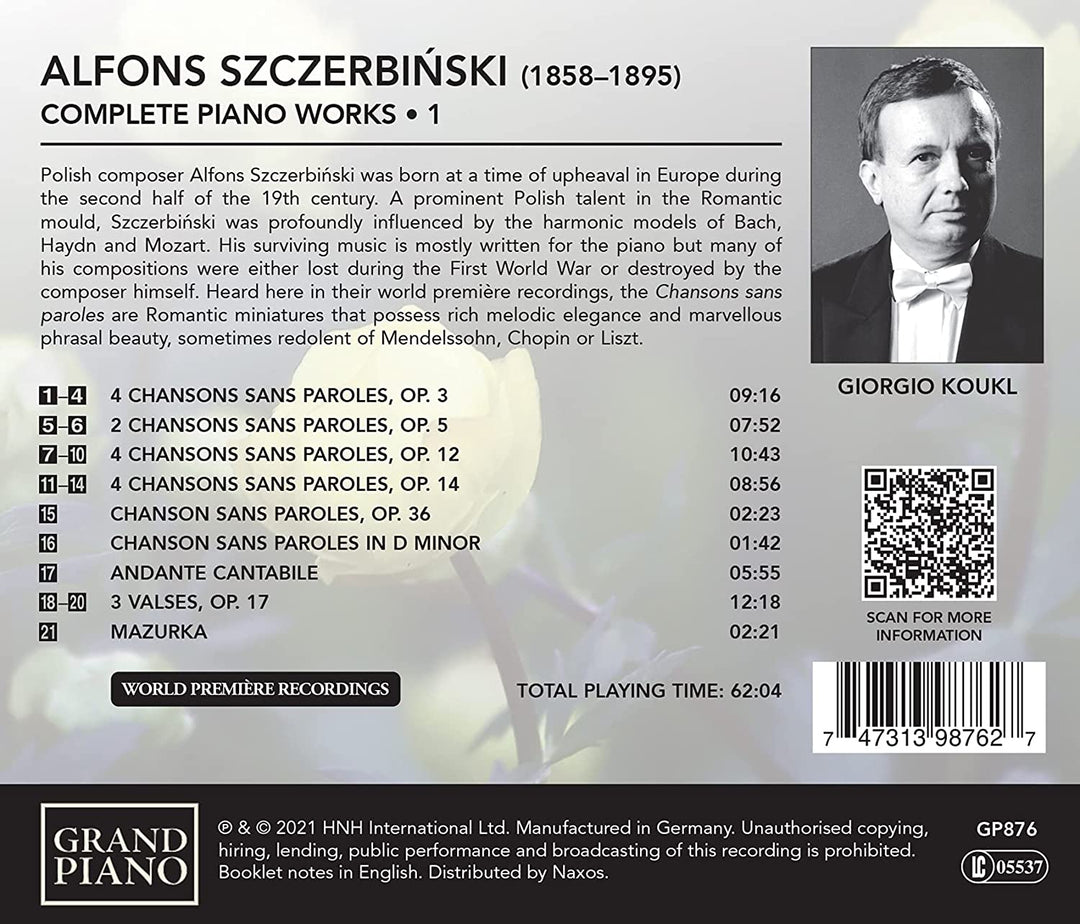 Szczerbinski: Piano Works [Giorgio Koukl] [Grand Piano: GP876] [Audio CD]