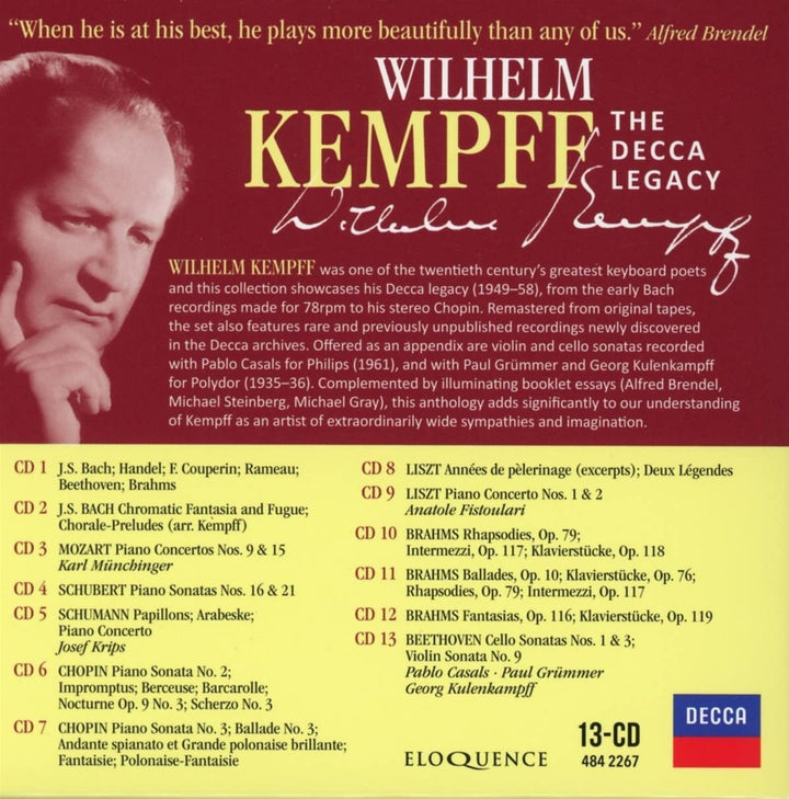 Wilhelm Kempff - The Decca Legacy [Audio CD]