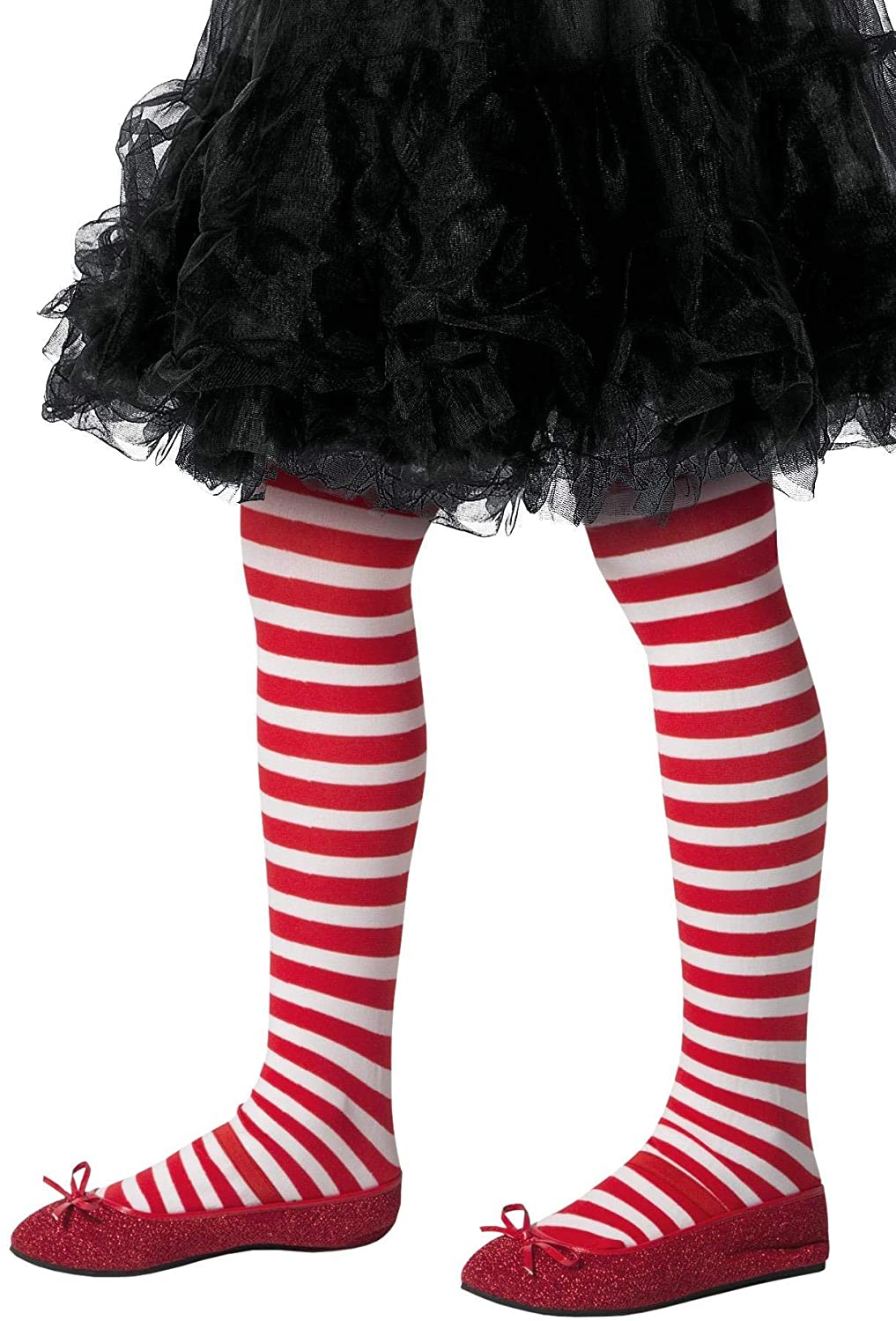 Smiffys 48331 Child's Striped Tights, Red/White, UK 6-12