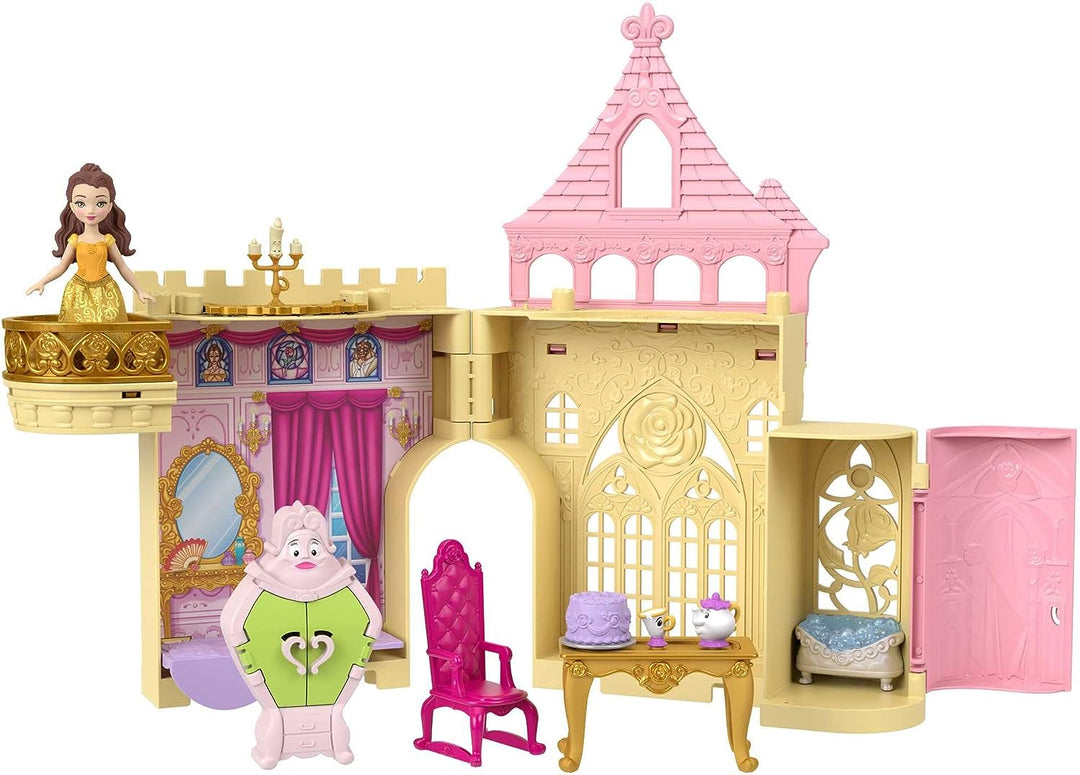 Disney Princess Toys, Belle Stackable Castle Doll House Playset with Small Doll