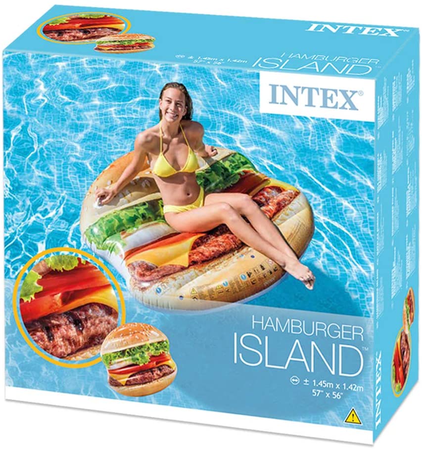Intex Inflatable Giant Hamburger Mattress Lilo 145cm x 142cm. Perfect for The pool.