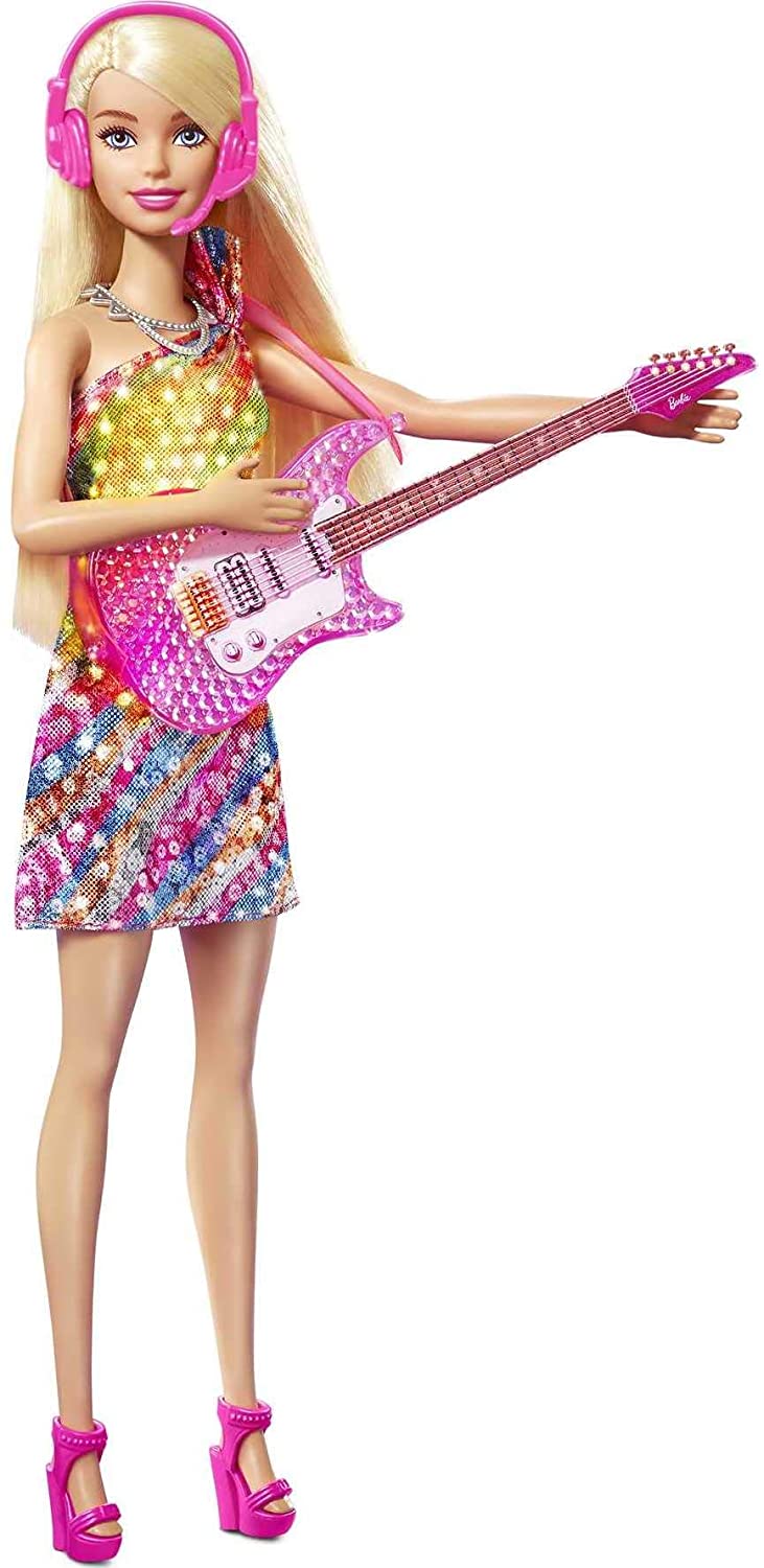Barbie: Big City, Big Dreams Zingende Barbie "Malibu" Roberts-pop (11,5 inch blond) met muziek, oplichtende functie, microfoon en accessoires