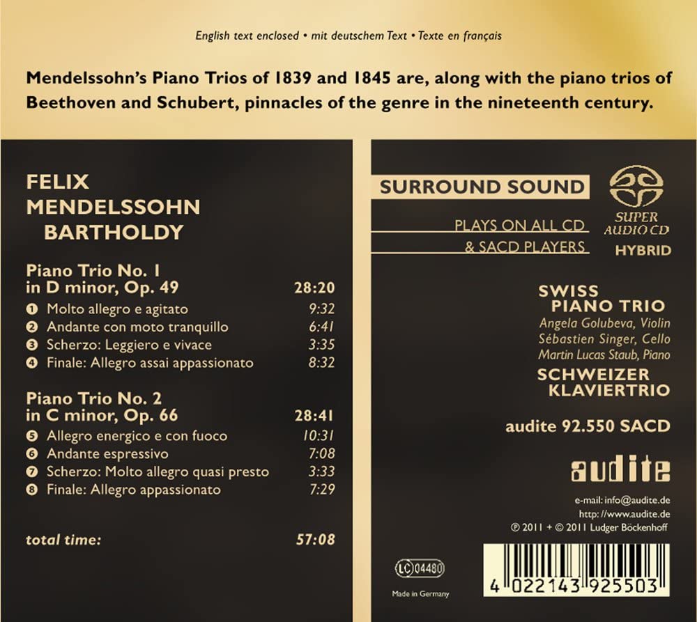 MENDELSSOHN: PIANO TRIOS [Audio CD]