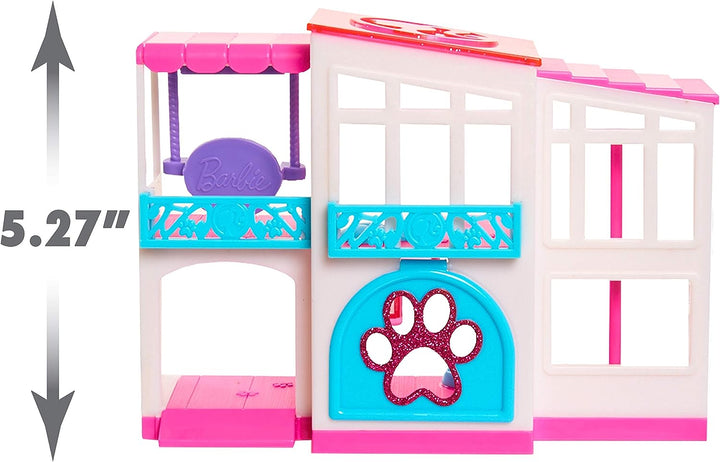 Barbie Pet Dreamhouse 2-Sided Playset, 10-pieces Include Pets and Accessories