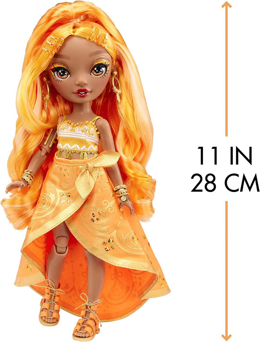 Rainbow High 578284EUC Meena Fleur-Saffron Gold Fashion Doll Includes 2 Mix & Match Designer Outfits