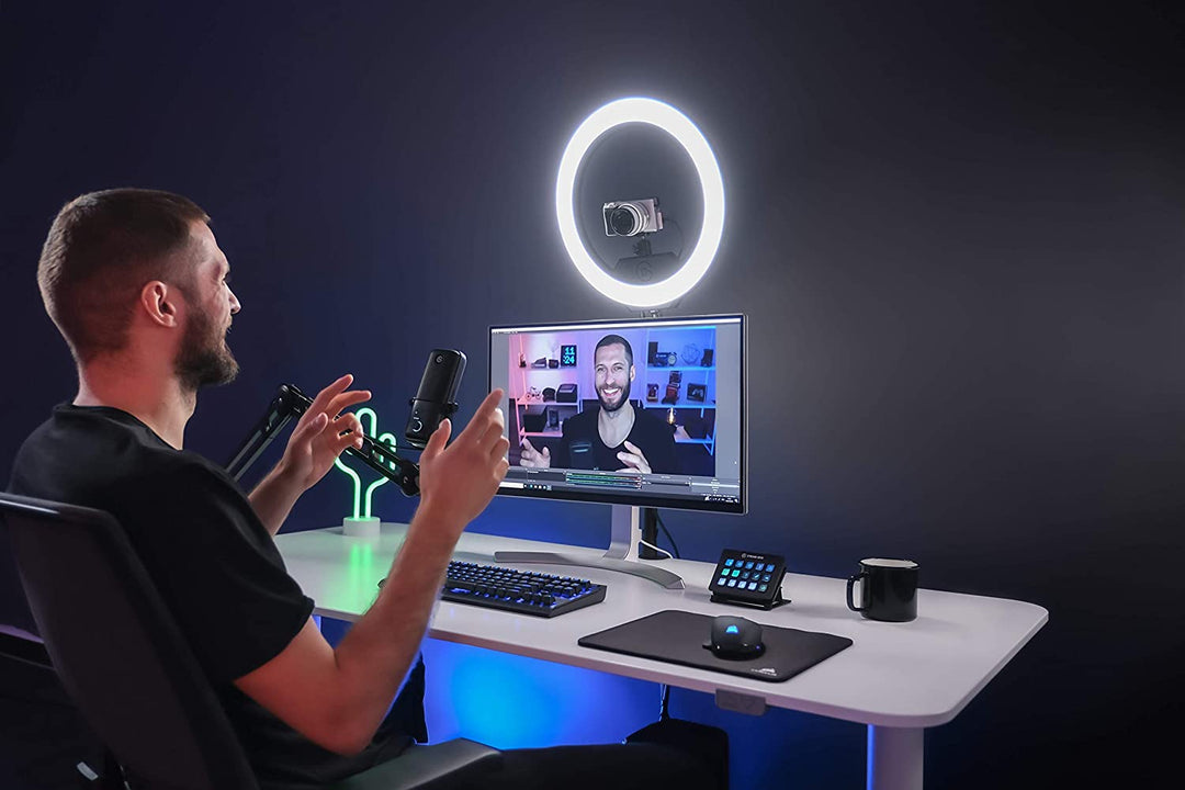 Elgato 10LAC9901 Ring Light - Premium 2500 lumens Light with desk clamp and ball mount, Temperature and Brightness app-adjustable on Mac, PC, iOS, Android, Black