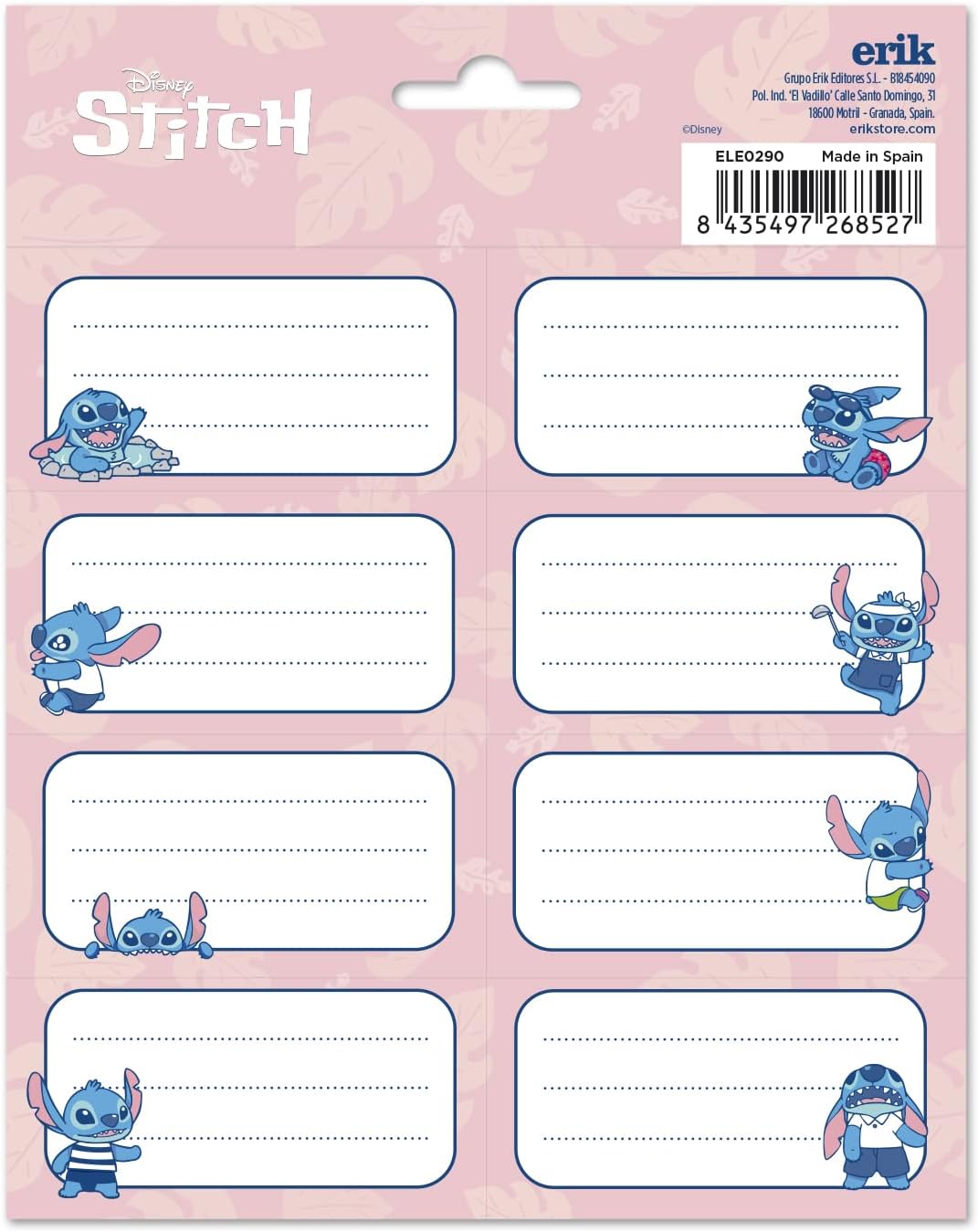 Grupo Erik Disney Stitch Stickers - Sticky Labels - Food Labels Stickers - Self Adhesive Labels