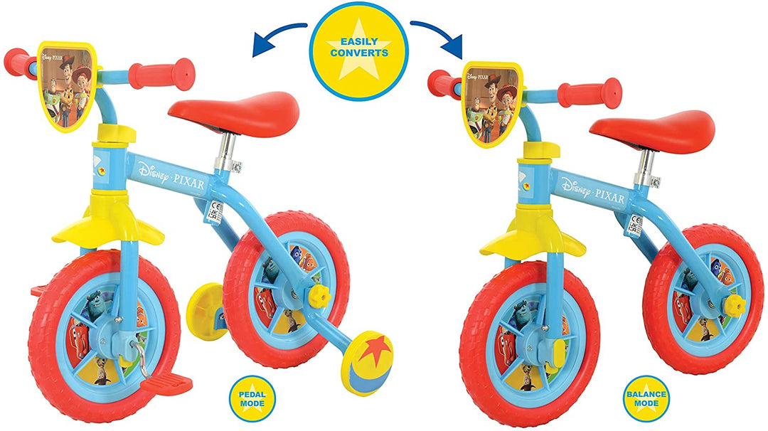 Disney Unisex-Jugend Pixar Switch It Multi Character 2in1 10" Trainingsfahrrad, Mult