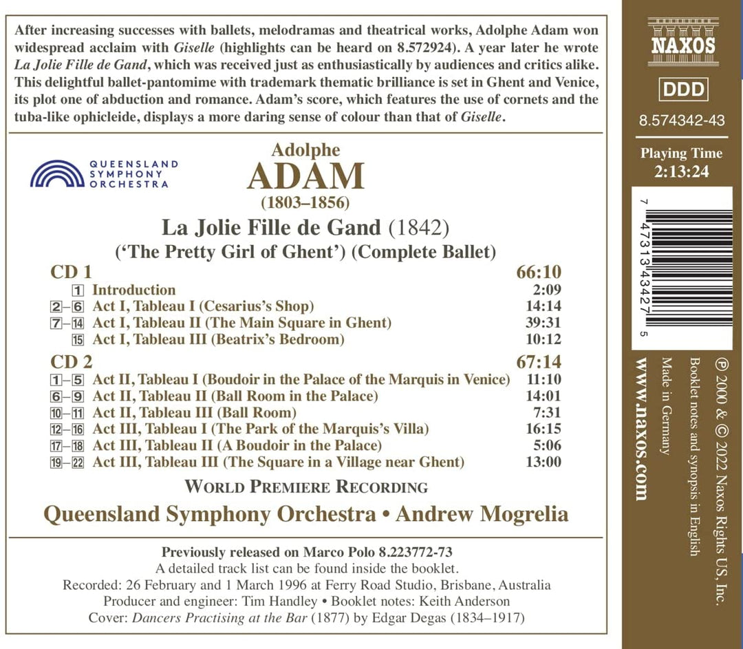 Queensland Symphony Orchestra - Adam: La Jolie Fille De Gand [Queensland Symphony Orchestra; Andrew Mogrelia] [N [Audio CD]