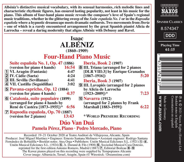 Duo Van Duá - Albeniz: Four-Hand Piano [Duo Van Duá] [Naxos: 8574347] [Audio CD]