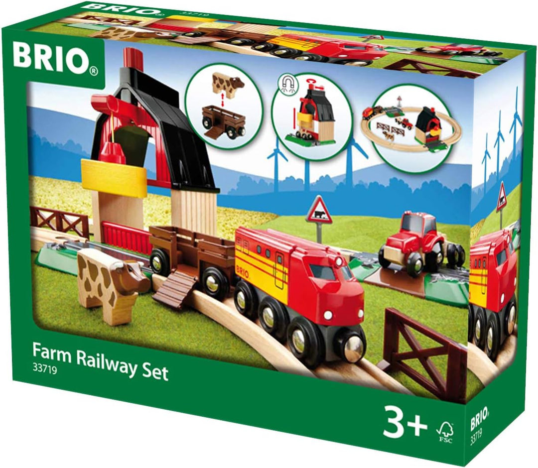 BRIO World Farm Train-Set für Kinder ab 3 Jahren – kompatibel mit allen BRIO-Eisenbahnsets und Zubehör