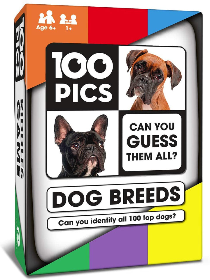 100 PICS Dog Breeds Travel Game - Family Flash Cards, Pocket Puzzles For Kids Annd Adults