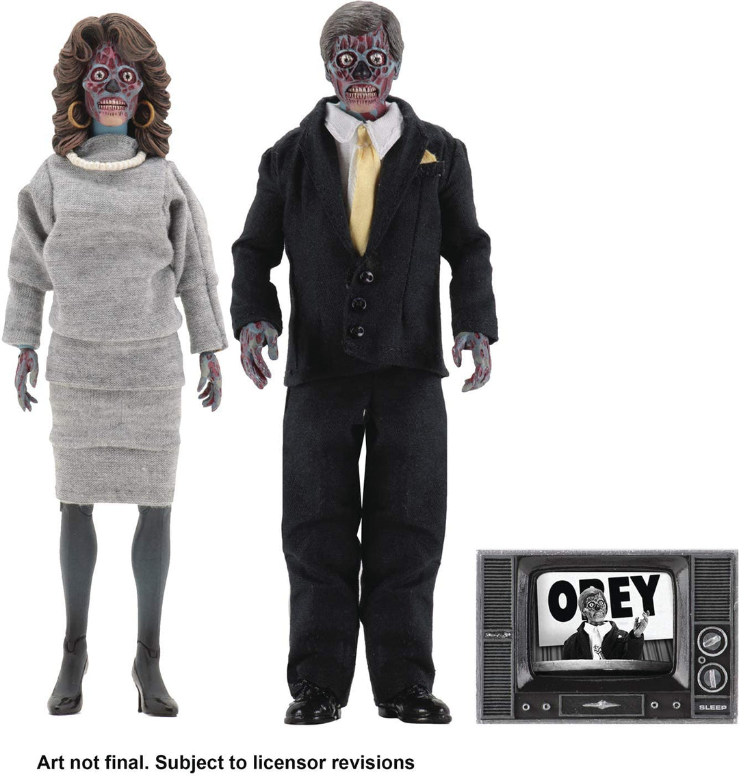 NECA They Live Aliens 8 Inch Retro Clothed Action Figure 2 Pack John Carpenter