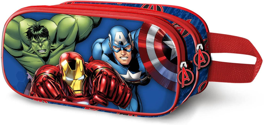 The Avengers Go On-3D Double Pencil Case, Blue