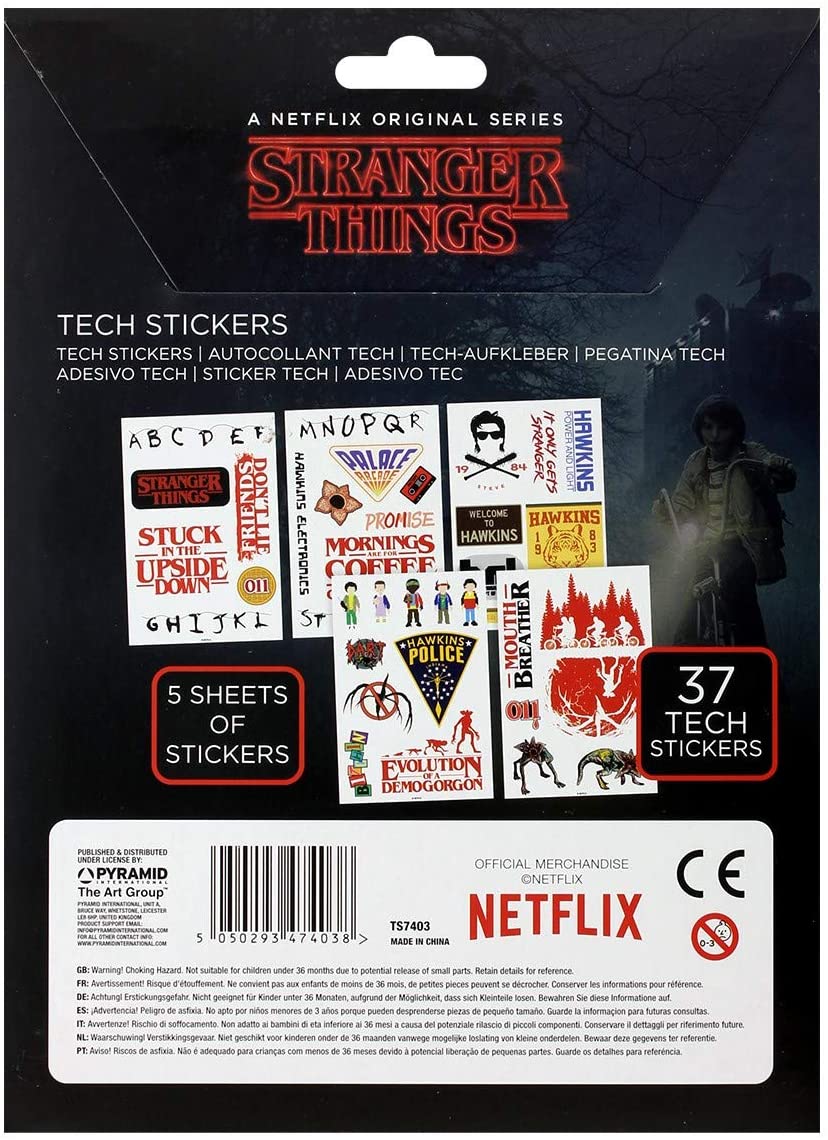 Pyramid International Stranger Things Pack of 37 Tech Stickers - Official Merchandise, Multi-Colour, 18 x 24cm, TS7403