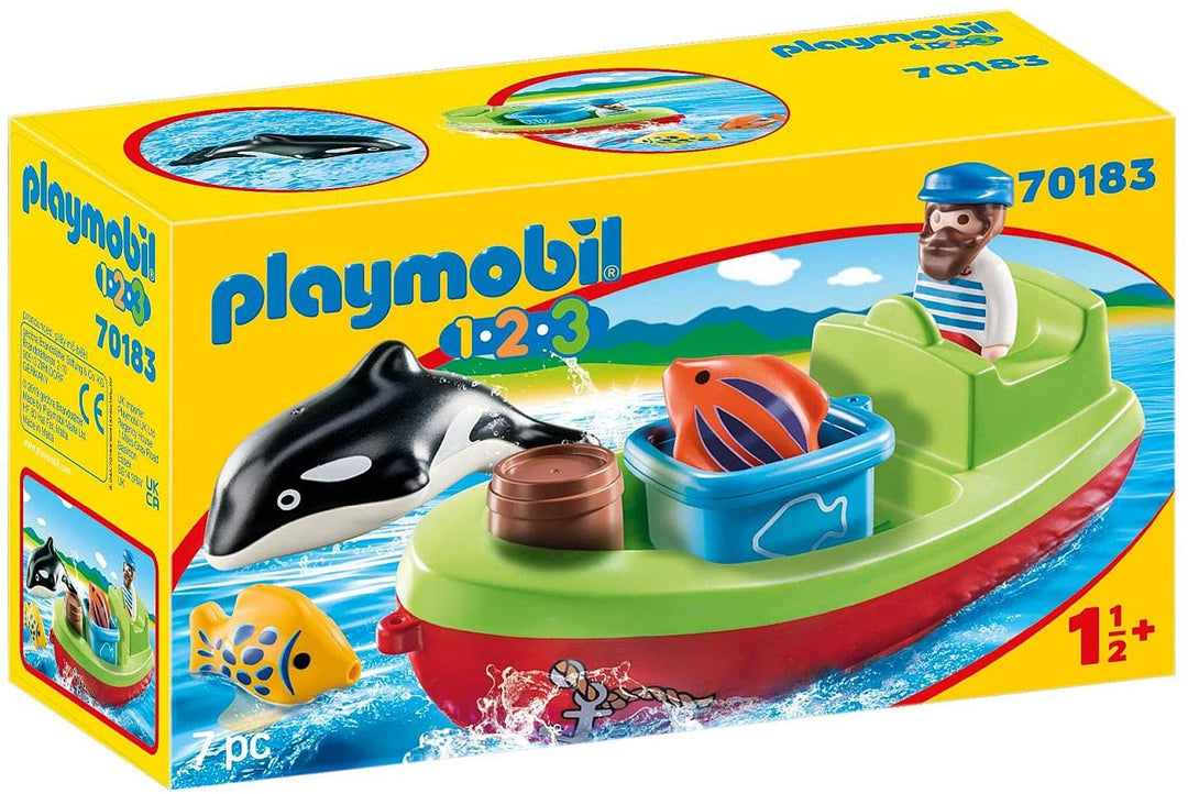 Playmobil 70183 1.2.3 Fisherman with Boat for Children 18 Months