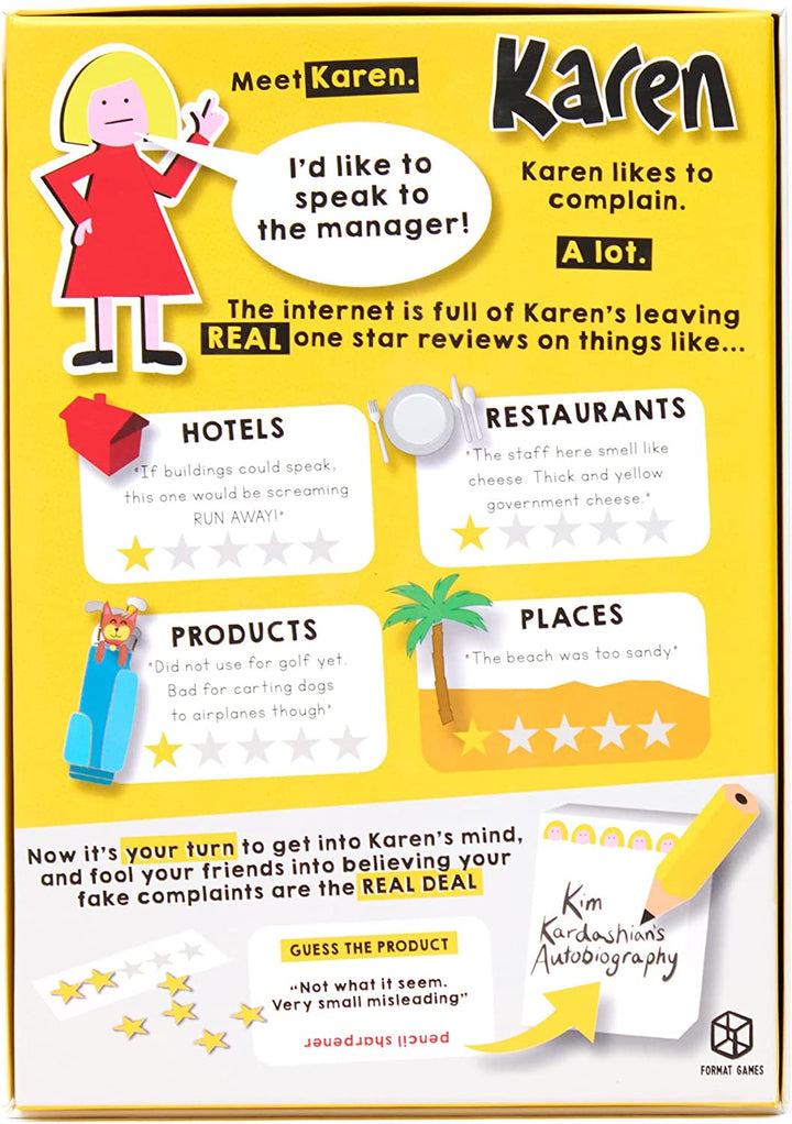Karen Party Game | Game Based on One Star Review | Ages 14+ | 3-10 Players | 30-