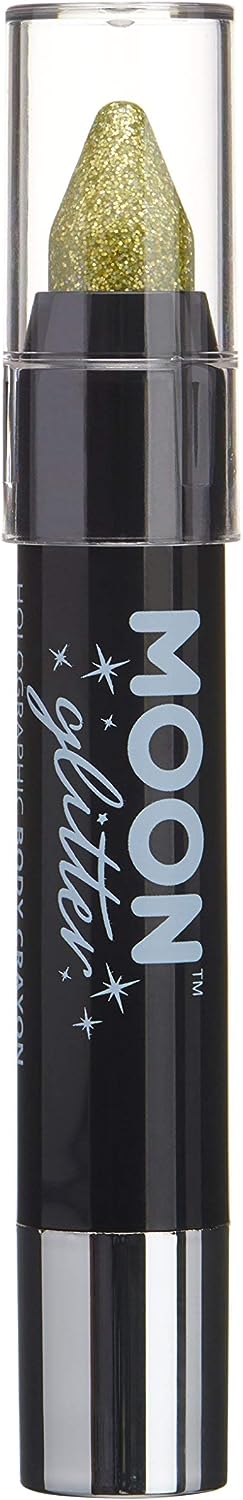 Holographic Glitter Paint Stick/Body Crayon makeup for the Face & Body by Moon Glitter - 3.5g - Gold