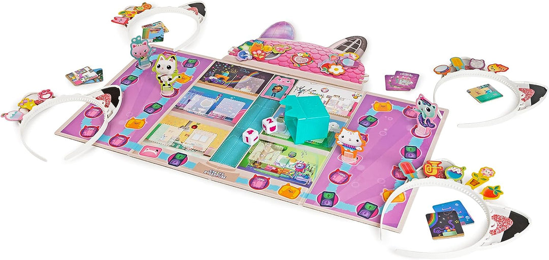 Gabby’s Dollhouse, Meow-mazing Board Game Based on the DreamWorks Netflix Show with 4 Kitty Headbands