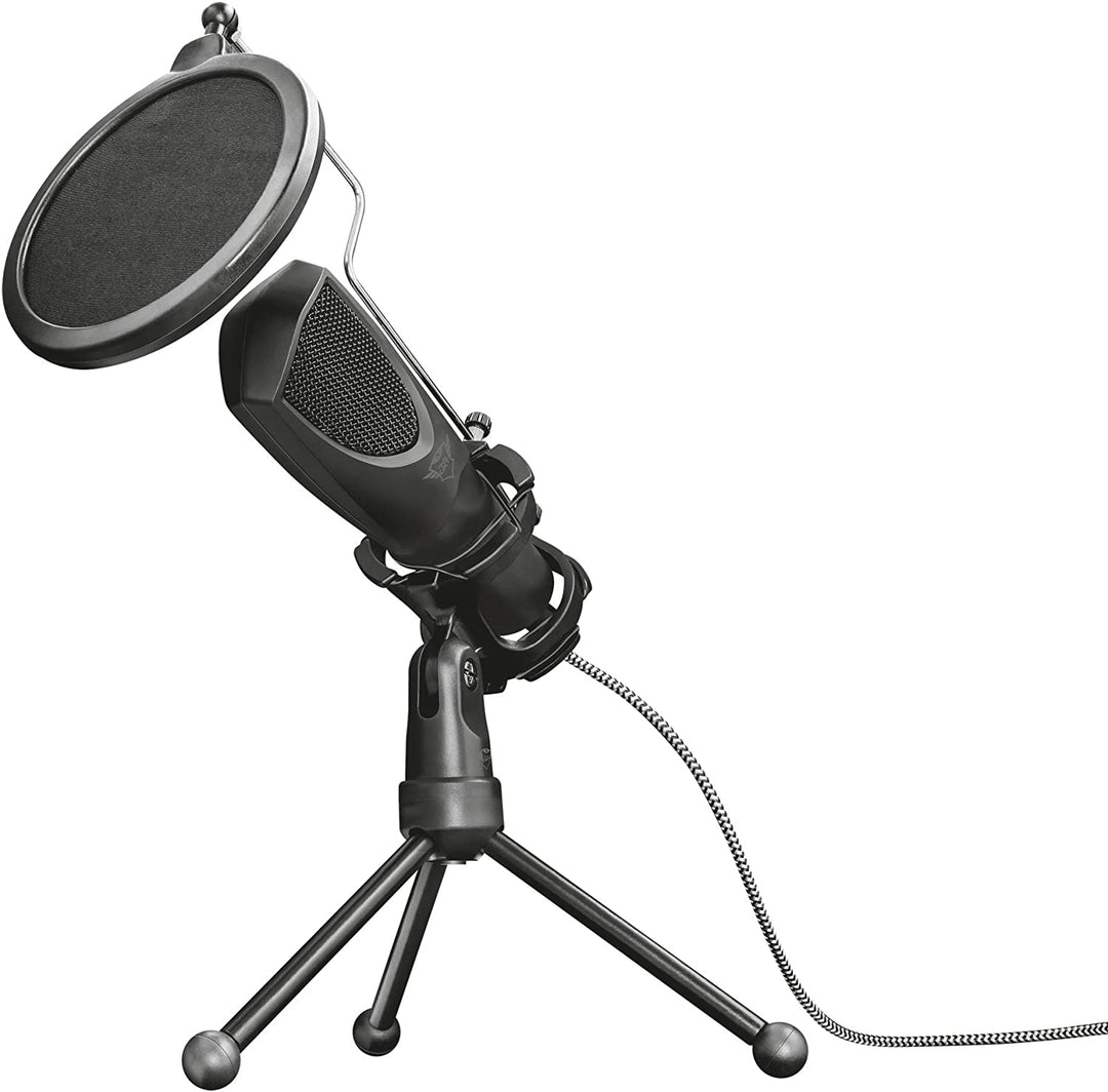 Trust Gaming GXT 232 Mantis Streaming Gaming Microphone for PC, PS4 and PS5, USB Connected, Including Shock Mount, Pop Filter and Tripod Stand - Black