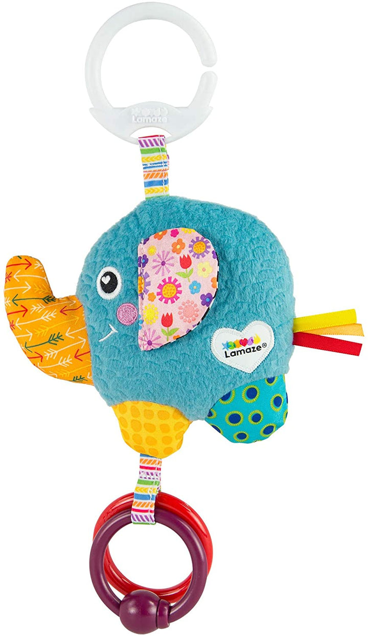 LAMAZE Mini Eloy the Elephant Baby Toy, Clip On Baby Pram Toy & Pushchair Toy, Newborn Sensory Toy for Babies Boys & Girls From 0 - 6 Months