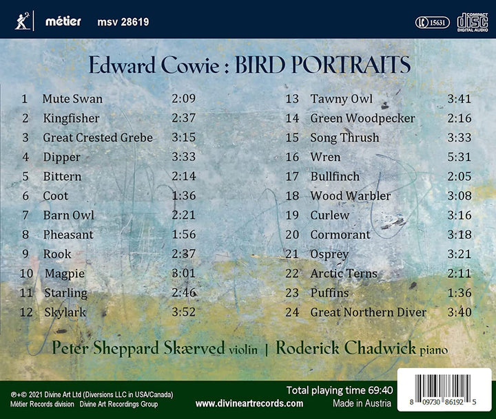 Cowie: Bird Portraits [Peter Sheppard Skærved; Roderick Chadwick] [Divine Art: MSV28619] [Audio CD]
