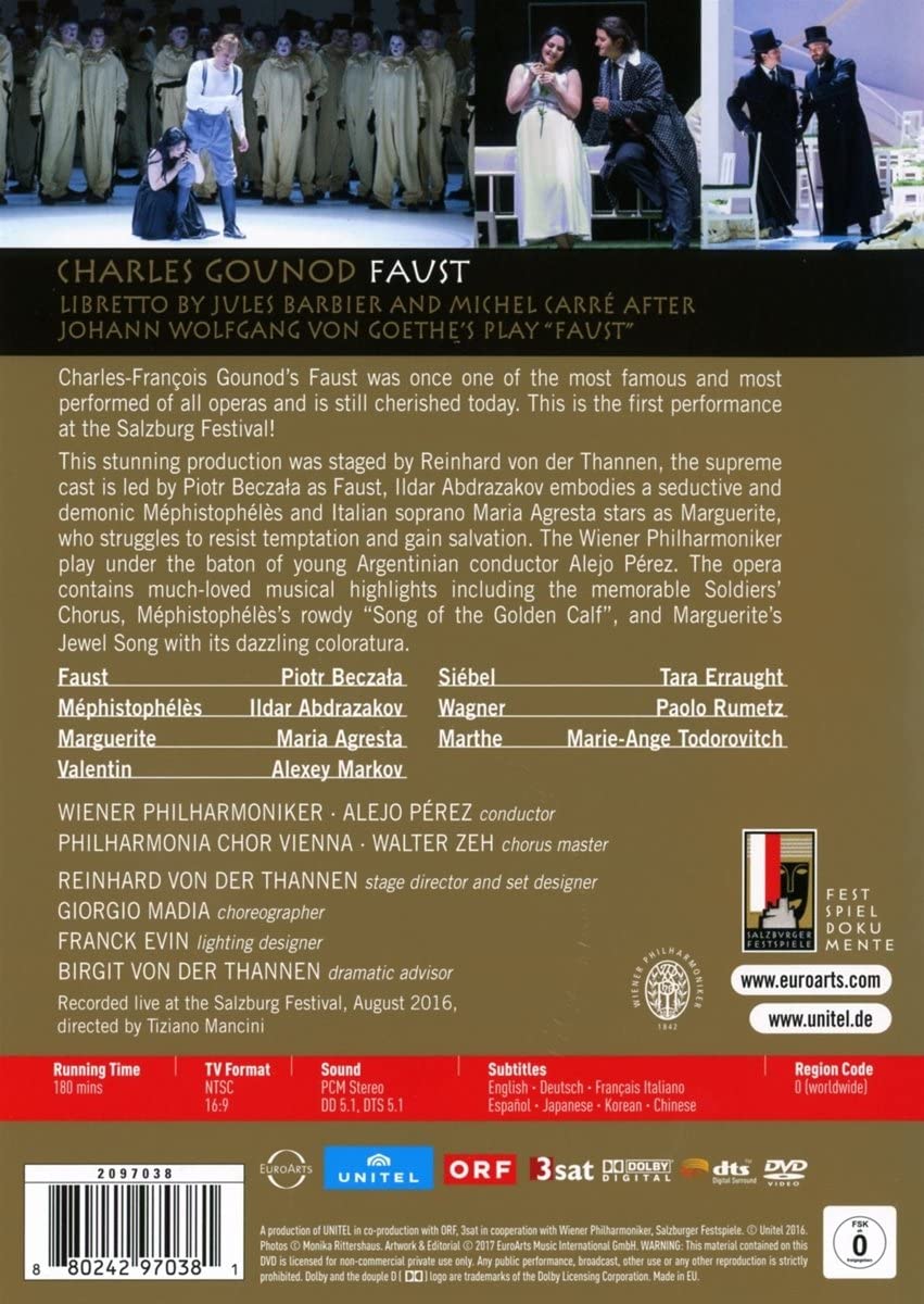 Salzburger Festspiele 2016 - Charles Gounod: Faust - Wiener Philharmoniker - Alejo Perez [DVD]