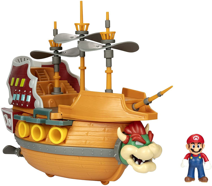 Super Mario Deluxe Bowser's Air Ship Playset with Mario Action Figure – Authenti