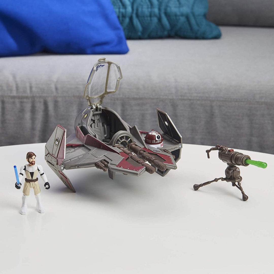 Star Wars Mission Fleet Stellar Class Obi-Wan Kenobi Jedi Starfighter 2.5-Inch-Scale Figure and Vehicle, Ages 4 and Up