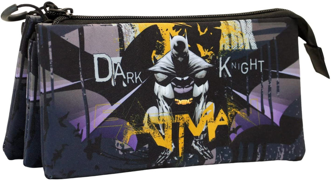Batman Dark Night-Fan Triple Pencil Case, Grey