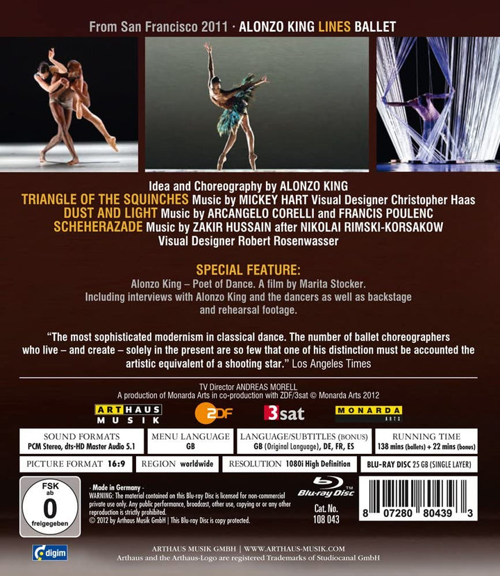 Alonzo King Lines Ballet mit Musik von Francis Poulenc, Arcangelo Corelli, Mickey Hart, Zakir Hussain [2012] – [Blu-Ray]