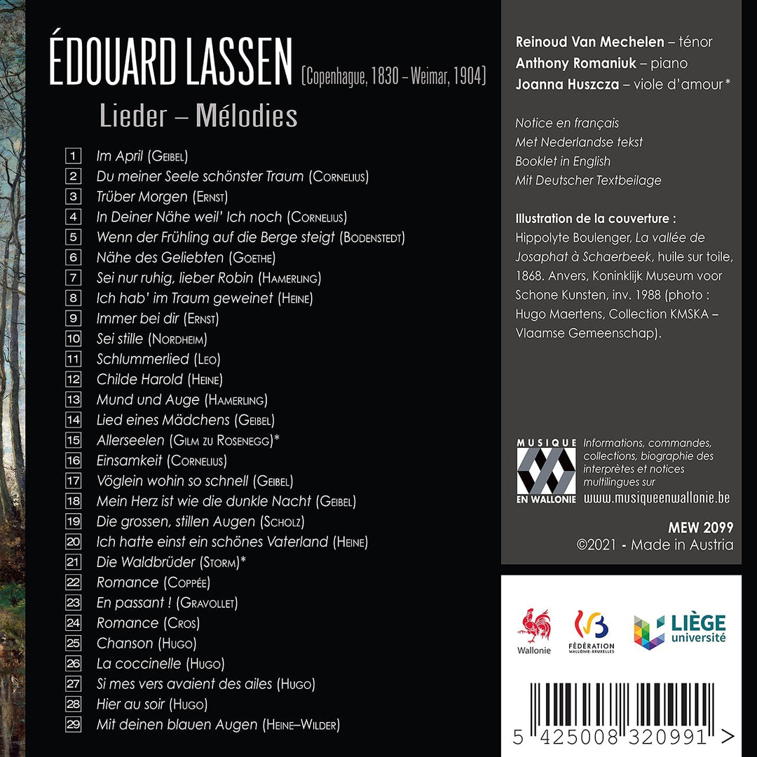 Reinoud Van Mechelen - Édouard Lassen: Lieder - Mélodies [Audio CD]