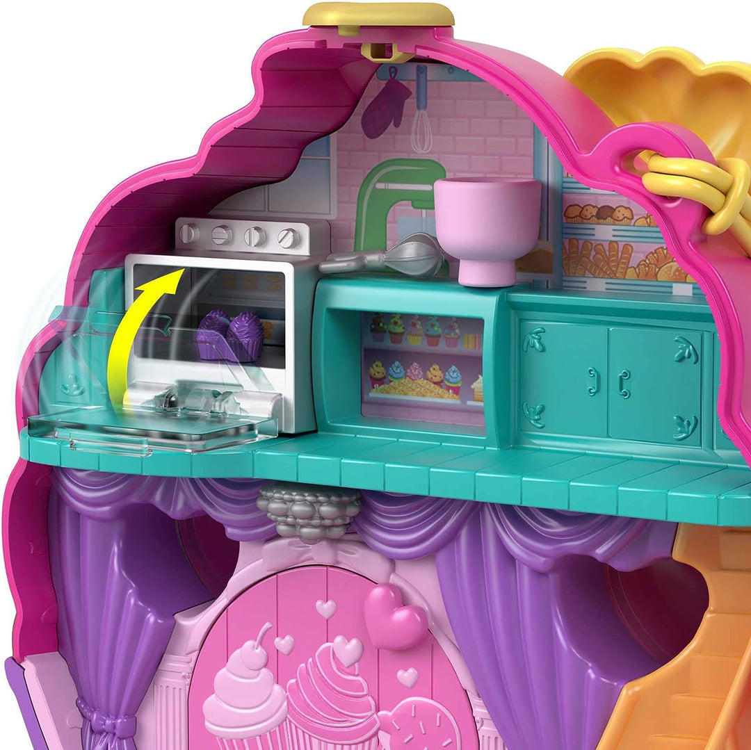 Polly Pocket Mini Toys, Something Sweet Cupcake Compact Playset with 2 Micro Dolls and 13 Accessories